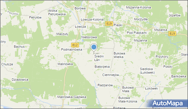 mapa Średni Łan, Średni Łan na mapie Targeo